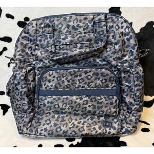 Lug Canter Convertible Backpack Crossbody Tote Bag Blue Leopard Print